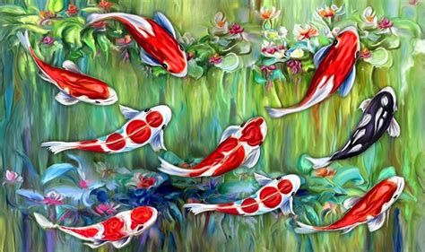 Koi Fish Painting Feng Shui Symbolism Placement .